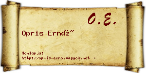 Opris Ernő névjegykártya